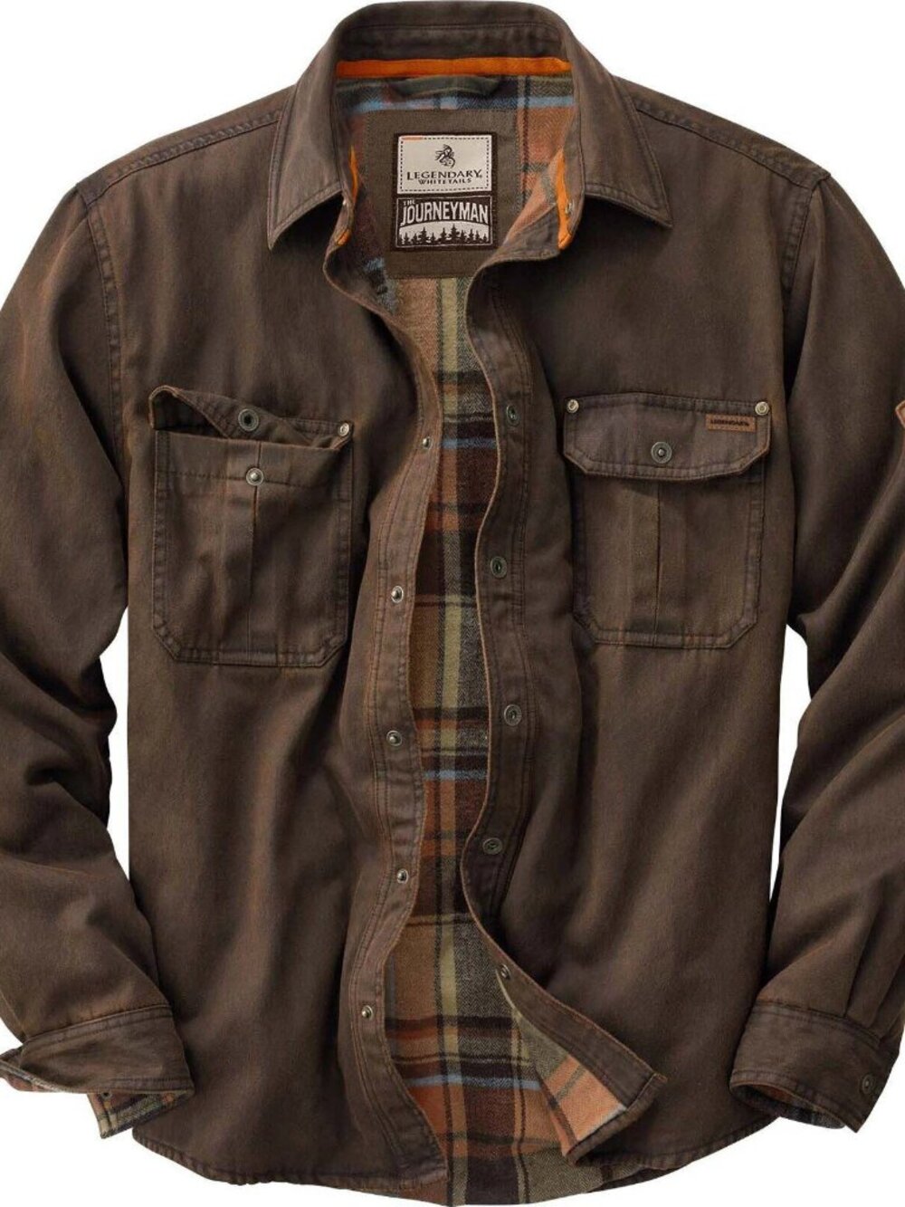 LEGENDARY WHITETAILS Men's Journeyman Shirt Jacket Flannel Lined Rugged Brown